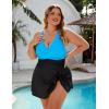 imageBlooming Jelly Women Plus Size Swim Dress Swimsuit One Piece Tummy Control Bathing Suits Modest Criss Cross Swim SuitsCornflower Blue  Black