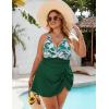 imageBlooming Jelly Women Plus Size Swim Dress Swimsuit One Piece Tummy Control Bathing Suits Modest Criss Cross Swim SuitsFloral Green