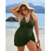 imageBlooming Jelly Women Plus Size Swim Dress Swimsuit One Piece Tummy Control Bathing Suits Modest Criss Cross Swim SuitsGreen