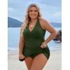 imageBlooming Jelly Women Plus Size Swim Dress Swimsuit One Piece Tummy Control Bathing Suits Modest Criss Cross Swim SuitsGreen
