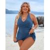 imageBlooming Jelly Women Plus Size Swim Dress Swimsuit One Piece Tummy Control Bathing Suits Modest Criss Cross Swim SuitsHaze Blue