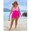 imageBlooming Jelly Women Plus Size Swim Dress Swimsuit One Piece Tummy Control Bathing Suits Modest Criss Cross Swim SuitsHot Pink