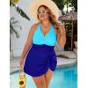 imageBlooming Jelly Women Plus Size Swim Dress Swimsuit One Piece Tummy Control Bathing Suits Modest Criss Cross Swim SuitsLake Blue  Dark Blue 01