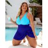 imageBlooming Jelly Women Plus Size Swim Dress Swimsuit One Piece Tummy Control Bathing Suits Modest Criss Cross Swim SuitsLake Blue  Dark Blue 01