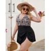 imageBlooming Jelly Women Plus Size Swim Dress Swimsuit One Piece Tummy Control Bathing Suits Modest Criss Cross Swim SuitsLeopard