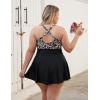 imageBlooming Jelly Women Plus Size Swim Dress Swimsuit One Piece Tummy Control Bathing Suits Modest Criss Cross Swim SuitsLeopard