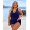 imageBlooming Jelly Women Plus Size Swim Dress Swimsuit One Piece Tummy Control Bathing Suits Modest Criss Cross Swim SuitsNavy Blue