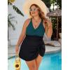 imageBlooming Jelly Women Plus Size Swim Dress Swimsuit One Piece Tummy Control Bathing Suits Modest Criss Cross Swim SuitsPeacock Green  Black