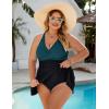 imageBlooming Jelly Women Plus Size Swim Dress Swimsuit One Piece Tummy Control Bathing Suits Modest Criss Cross Swim SuitsPeacock Green  Black