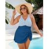 imageBlooming Jelly Women Plus Size Swim Dress Swimsuit One Piece Tummy Control Bathing Suits Modest Criss Cross Swim SuitsStripe Blue