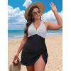 imageBlooming Jelly Women Plus Size Swim Dress Swimsuit One Piece Tummy Control Bathing Suits Modest Criss Cross Swim SuitsStriped Black