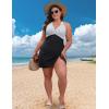 imageBlooming Jelly Women Plus Size Swim Dress Swimsuit One Piece Tummy Control Bathing Suits Modest Criss Cross Swim SuitsStriped Black