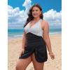 imageBlooming Jelly Women Plus Size Swim Dress Swimsuit One Piece Tummy Control Bathing Suits Modest Criss Cross Swim SuitsStriped Black
