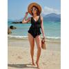 imageBlooming Jelly Womens One Piece Swimsuit Ruffle Tummy Control Modest Bathing Suit Full Coverage Retro Swim Dress SwimwearBlack