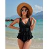 imageBlooming Jelly Womens One Piece Swimsuit Ruffle Tummy Control Modest Bathing Suit Full Coverage Retro Swim Dress SwimwearBlack