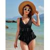 imageBlooming Jelly Womens One Piece Swimsuit Ruffle Tummy Control Modest Bathing Suit Full Coverage Retro Swim Dress SwimwearBlack