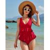 imageBlooming Jelly Womens One Piece Swimsuit Ruffle Tummy Control Modest Bathing Suit Full Coverage Retro Swim Dress SwimwearRed