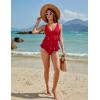 imageBlooming Jelly Womens One Piece Swimsuit Ruffle Tummy Control Modest Bathing Suit Full Coverage Retro Swim Dress SwimwearRed