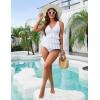 imageBlooming Jelly Womens One Piece Swimsuit Ruffle Tummy Control Modest Bathing Suit Full Coverage Retro Swim Dress SwimwearWhite