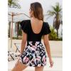 imageBlooming Jelly Womens Tummy Control Swimsuits One Piece Swim Dress Plus Size Bathing Suits Ruffle Lace SwimwearBlack and Floral Print