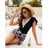 imageBlooming Jelly Womens Tummy Control Swimsuits One Piece Swim Dress Plus Size Bathing Suits Ruffle Lace SwimwearBlack and Floral Print