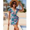 imageBlooming Jelly Womens Tummy Control Swimsuits One Piece Swim Dress Plus Size Bathing Suits Ruffle Lace SwimwearBlue and Red Floral