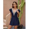 imageBlooming Jelly Womens Tummy Control Swimsuits One Piece Swim Dress Plus Size Bathing Suits Ruffle Lace SwimwearDark Blue