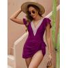 imageBlooming Jelly Womens Tummy Control Swimsuits One Piece Swim Dress Plus Size Bathing Suits Ruffle Lace SwimwearFuchsia