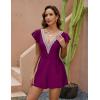 imageBlooming Jelly Womens Tummy Control Swimsuits One Piece Swim Dress Plus Size Bathing Suits Ruffle Lace SwimwearFuchsia
