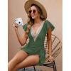 imageBlooming Jelly Womens Tummy Control Swimsuits One Piece Swim Dress Plus Size Bathing Suits Ruffle Lace SwimwearGreen