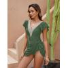 imageBlooming Jelly Womens Tummy Control Swimsuits One Piece Swim Dress Plus Size Bathing Suits Ruffle Lace SwimwearGreen