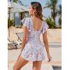 imageBlooming Jelly Womens Tummy Control Swimsuits One Piece Swim Dress Plus Size Bathing Suits Ruffle Lace SwimwearOrange Floral Print