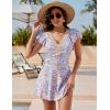imageBlooming Jelly Womens Tummy Control Swimsuits One Piece Swim Dress Plus Size Bathing Suits Ruffle Lace SwimwearOrange Floral Print