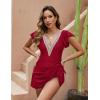 imageBlooming Jelly Womens Tummy Control Swimsuits One Piece Swim Dress Plus Size Bathing Suits Ruffle Lace SwimwearRed