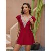 imageBlooming Jelly Womens Tummy Control Swimsuits One Piece Swim Dress Plus Size Bathing Suits Ruffle Lace SwimwearRed