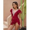 imageBlooming Jelly Womens Tummy Control Swimsuits One Piece Swim Dress Plus Size Bathing Suits Ruffle Lace SwimwearRed