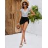 imageBlooming Jelly Womens Tummy Control Swimsuits One Piece Swim Dress Plus Size Bathing Suits Ruffle Lace SwimwearStriped Black