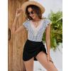 imageBlooming Jelly Womens Tummy Control Swimsuits One Piece Swim Dress Plus Size Bathing Suits Ruffle Lace SwimwearStriped Black