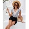 imageBlooming Jelly Womens Tummy Control Swimsuits One Piece Swim Dress Plus Size Bathing Suits Ruffle Lace SwimwearStriped Black