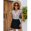 imageBlooming Jelly Womens Tummy Control Swimsuits One Piece Swim Dress Plus Size Bathing Suits Ruffle Lace SwimwearStriped Black