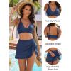 imageBlooming Jelly Womens High Waisted Bikini Sets Tummy Control Swim Skirt Two Piece Swim Suit 2025 Retro SwimsuitNavy Blue