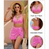 imageBlooming Jelly Womens High Waisted Bikini Sets Tummy Control Swim Skirt Two Piece Swim Suit 2025 Retro SwimsuitPink White Plaid
