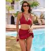 imageBlooming Jelly Womens High Waisted Bikini Sets Tummy Control Swim Skirt Two Piece Swim Suit 2025 Retro SwimsuitRed