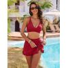 imageBlooming Jelly Womens High Waisted Bikini Sets Tummy Control Swim Skirt Two Piece Swim Suit 2025 Retro SwimsuitRed