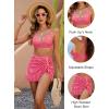imageBlooming Jelly Womens High Waisted Bikini Sets Tummy Control Swim Skirt Two Piece Swim Suit 2025 Retro SwimsuitRed White Plaid