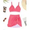 imageBlooming Jelly Womens High Waisted Bikini Sets Tummy Control Swim Skirt Two Piece Swim Suit 2025 Retro SwimsuitRed White Plaid