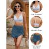 imageBlooming Jelly Womens High Waisted Bikini Sets Tummy Control Swim Skirt Two Piece Swim Suit 2025 Retro SwimsuitStripe Blue
