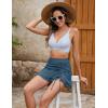 imageBlooming Jelly Womens High Waisted Bikini Sets Tummy Control Swim Skirt Two Piece Swim Suit 2025 Retro SwimsuitStripe Blue