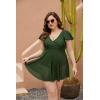 imageBlooming Jelly Womens Plus Size Bathing Suit One Piece Swim Dress Tummy Control Swimsuits Ruffle V Neck SwimwearArmy Green