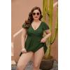 imageBlooming Jelly Womens Plus Size Bathing Suit One Piece Swim Dress Tummy Control Swimsuits Ruffle V Neck SwimwearArmy Green